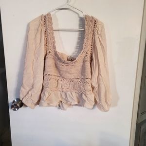 American Eagle Crop top blouse XXL Cream color